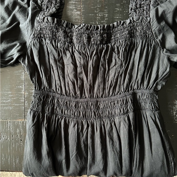 GAP Women Long Sleeve Puff Sleeve Smocked Maxi Dress in Black Size Small - Picture 10 of 12